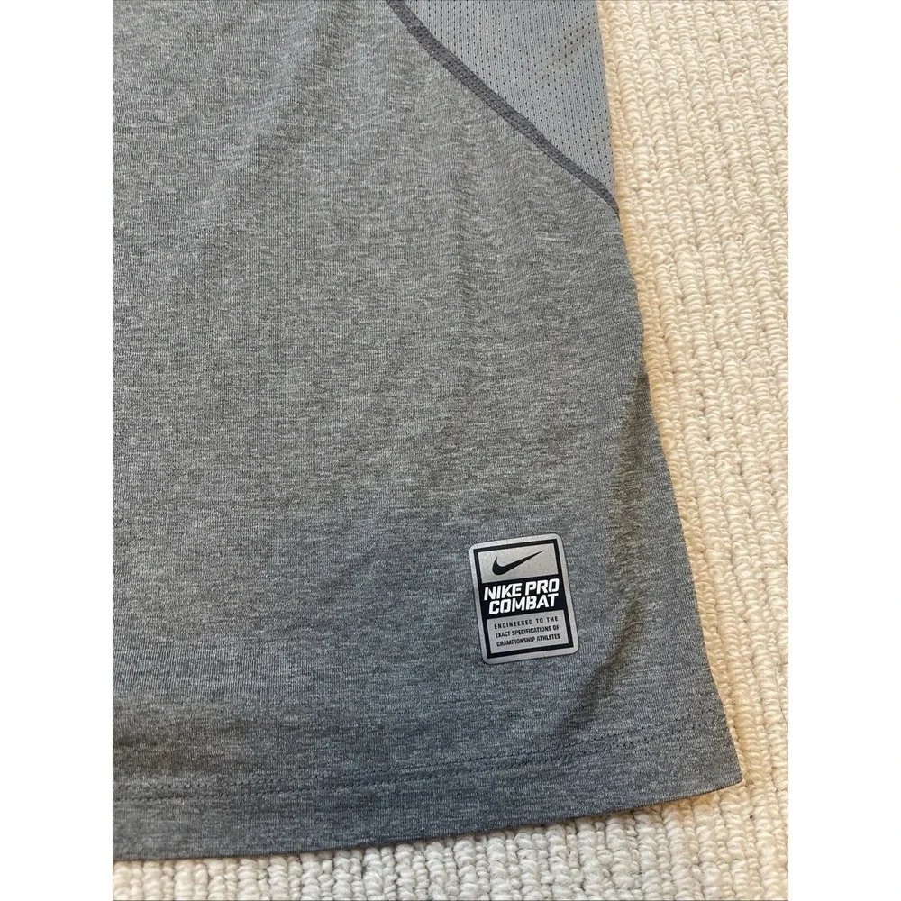 Nike Pro Combat Men's XL Shirt Fitted Short Sleeve Gray